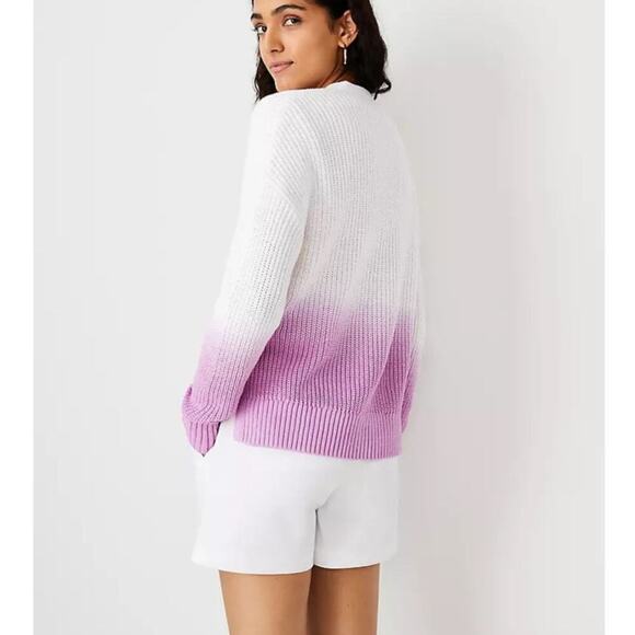 Ann Taylor Ombre Cardigan Cotton Purple Begonia Women's Size M - Picture 10 of 10